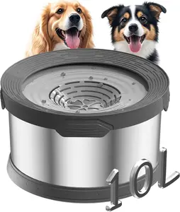 UPSKY 10L Rounded Dog Water Bowl Super Large Capacity No Spill Stainless Steel Bowl for Large Dogs with Anti-Slip Mat Slow Drinking & Spillproof Design for Messy Drinkers