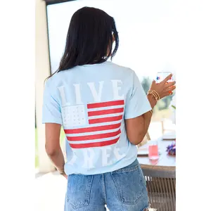 Live Free Light Blue Graphic Tee