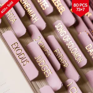 Bible Tabs for Women Study Bible, Gold Embossed Matte Catholic Bible Tabs Pink, Bible Book Index Tab Bible Book Tabs w/Old & New Testament Pink Bible Tabs Perfect Laminated Bible Study Supplies Peony