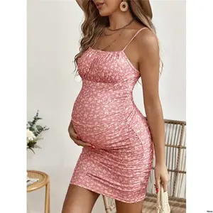 tiktokMaternityDitsyFloralPrintRuchedBustCamiDress