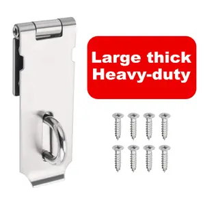 Stainless Steel Door Lock Hasp Latch, Door Security Lock, Door Hardware, Safety Packlock Clasp Hasp Lock Latch, with Fixing Screw for External Doors, Windows, Cabinets, Pet Cages, Stainless Steel Locks