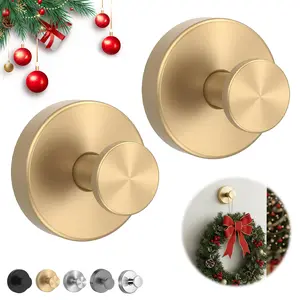 LZDJTQ 2 Pack Wreath-Hanger, Waterproof Strong Stainless Steel Suction-Cup-Wreath-Hooks, Wreath-Door-Hanger Fall Halloween Christmas Decorations, Welcome Sign for Front Door Indoor Outdoor, Reusable Holder