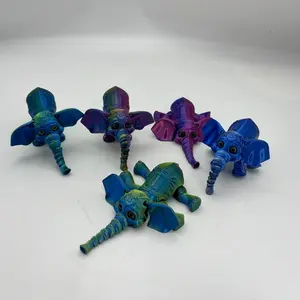 3D Printed Elephant Statue Ornament, Cute Jointed Sculpture, Multi-Functional Collectible, Home Decor Ornaments for Living Room, Bedroom, Office, Articulating Animal Figurines