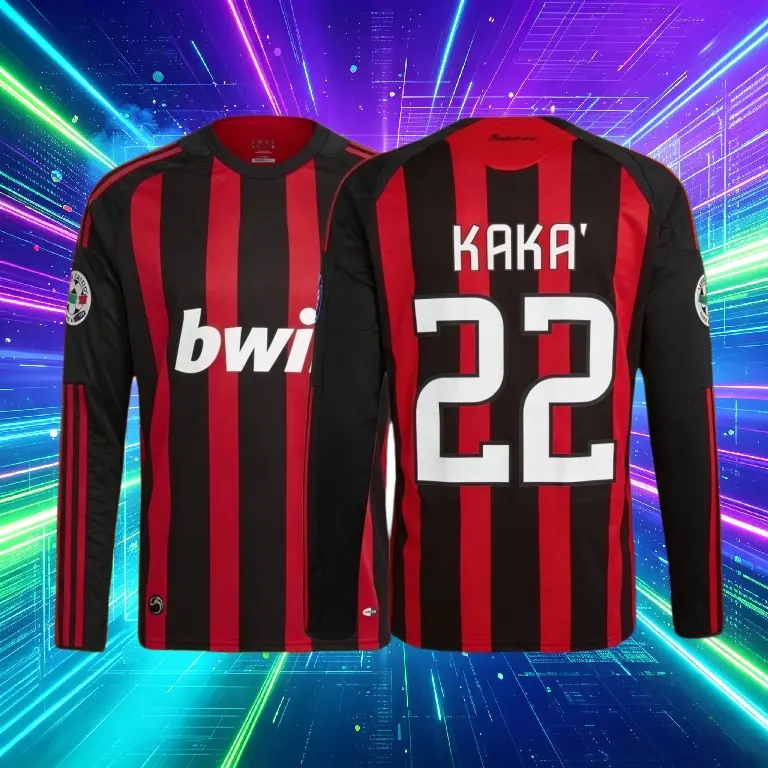 08 09 Home Black And Red 22# Kaka Long Sleeve Soccer Jersey Fans Version