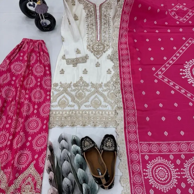 Original Printed Lehenga Choli Set for Women in Pink & White, Traditional Casual Indian Outfit with Dupatta, Clothes, Matching Set, Dress Outfit, Traditional Ensemble
