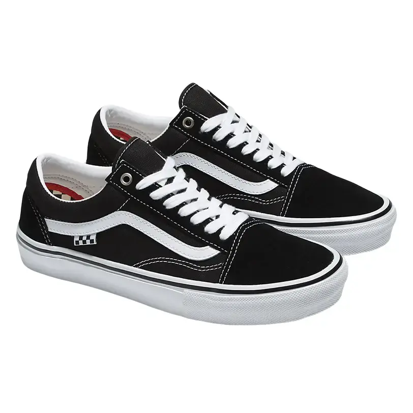 Durable Suede and Canvas Skate Sneaker in Classic Black and White with PopCush Cushioning and High-Grip Sole for Casual Wear, Footwear, Trainer, Athletic, Shoe