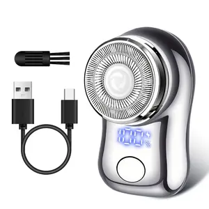 Portable Electric Shaver, USB Rechargeable Mini Beard Razor with Digital Display, Facial Hair Shaving Tool for Men, Cordless Shaver