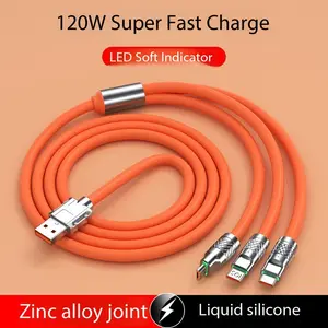 3 in 1 Multiple Charger Cable,120W 6A FAST CHARGE Multi Charging Cable 4FT , Short Universal Charging Cable with 3 Different Port IP/Type-C/Micro Compatible with iPad/Phone 15 14/Samsung/Google//Sony PS5/Kindle/Camera