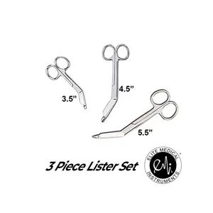 EMI 3 Piece Lister Bandage Scissors Set: 3.5", 4.5", and 5.5"
