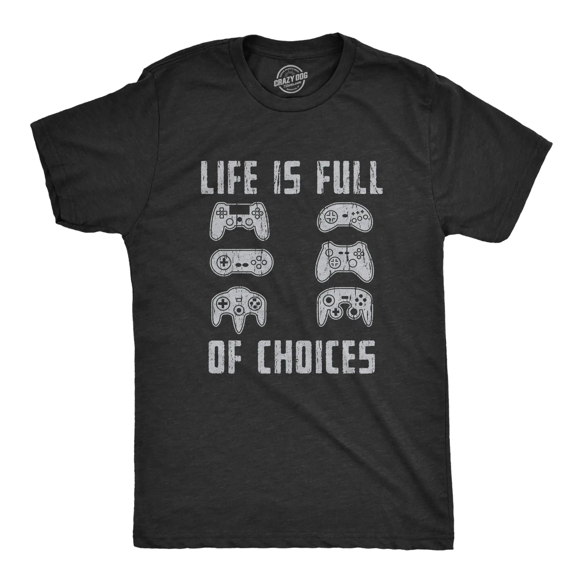 Mens Life Is Full of Choices T Shirt Funny Video Games Joystick Controller Retro Graphic Tee Mens Funny T Shirts Cool Vintage Fashion T-Shirt Gift Classic Menswear Funny Gamer Short Sleeve Novelty Tees for Guys Black -