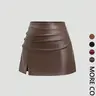 Women's Simple Basic Mini Skirt, Side Slit and Pleated Detail, Fitted Short Style, Sexy Fashion, Unlined, Batch Number 20260306
