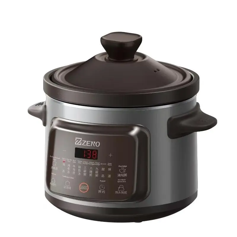 ZENO 4L Purple Clay Electric Stew Pot - Multifunctional Ceramic Cooker for Soup, Porridge & More | Limited Edition Gift: Magnetic Stirring Coffee Mug