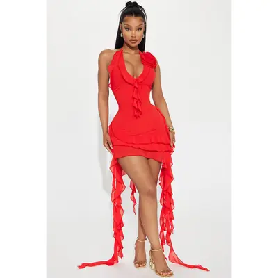 mimi ruffle micro mini dress Black Smocked Puff Sleeve Ruffle Mini Dress