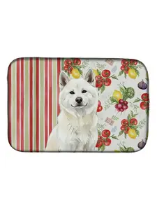 Carolines Treasures WDK8072DDM 21 x 14 in. White Akita Vegetables Dish Drying Mat