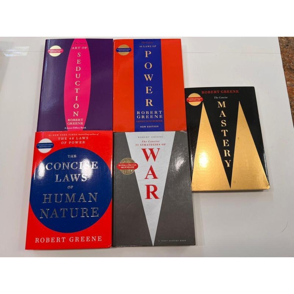 Robert Greene 5-Book Set (CONCISE EDITIONS) – Exact Copy Set | 48 Laws of Power, Art of Seduction, Mastery & More (Smaller Version)