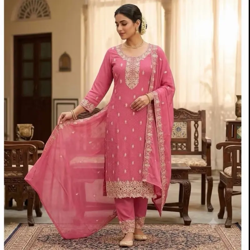 Heavy Embroidered Fersi Salwar Suit Designer 3pc Sharara Set (Size 42) | Luxury Ethnic Wear for Weddings, Festivals & Party