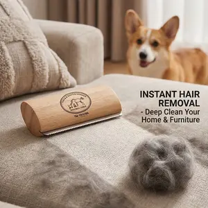 Eco-Friendly Wooden Pet Hair Remover, Portable Dog Cat Grooming Brush, Multi-Functional Lint Remover Lint Roller for Horses, Furniture, Carpets, Bedding