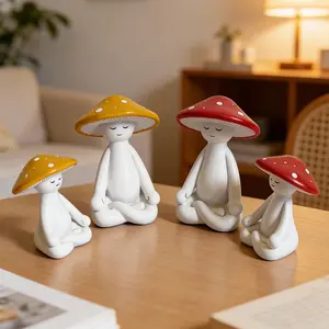 Mushroom Shaped Resin Ornament, Decor Figurine, Creative Design Home Decor, Simple Style, Perfect for Meditation, Yoga Room, Dining Room, Living Room