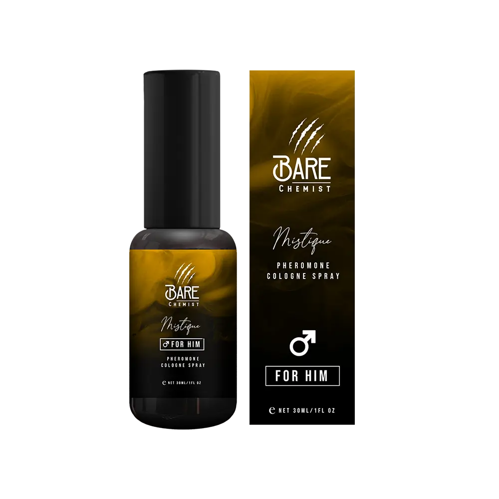 Bare Chemist Mystique Pheromone Cologne for Men – Musky Leather & Amber Blend – Alcohol-Free, Long-Lasting – 1oz