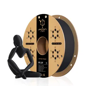 iPCON PC CF 250g Trial Size 3D Printing Filament, 1.75mm Black Carbon Fiber Reinforced PC 3D Printer Filament, Ultra-Low Warpage & Water Absorption PC-CF Filament, Rigid & Durable, Enhanced Weather Resistance with UV-Resistance for Testing, Small Projects