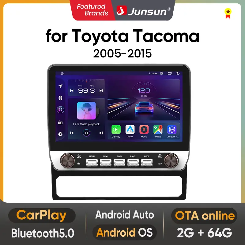Android Car Radio Stereo for for Toyota Tacoma 2005-2015,10-Inch Touch Screen 2GB RAM 64GB ROM Supports CarPlay/Android Auto, Bluetooth, WiFi, GPS, FM/AM,Without Camera