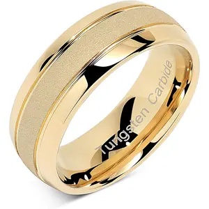 FLORIDECO Unisex Luxury Tungsten Wedding Engagement Ring - Sandblasted Dome Edge Dome Ring, Waterproof Durable Jewelry, Sizes 7-10, Dome Rings,summerwins