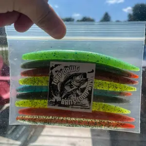 Core Shot 2-for-1 Multicolor Mystery Bundle WITH CRAW SAUCE – 5.25” Handmade Worms by Topp Dawg Baits