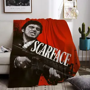3D Movie Scarface Throw Flannel All Weather Blanket Kneeling Blankets Fluffy Warm Winter Blanket Blankets on Offer Home Knee Throw Wearing Microfiber