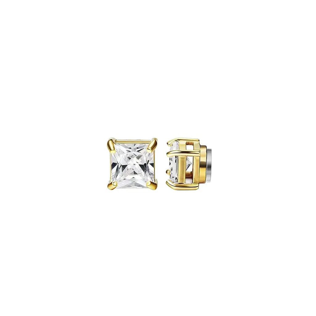 Gold 8mm white square zirconia