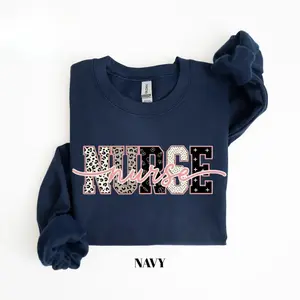 Gildan Coquette Nurse Sweatshirt, Pink Leopard Script Sweater, Cute Nurse Sweatshirt, Trendy Healthcare Pullover, Nurse Appreciation Gift