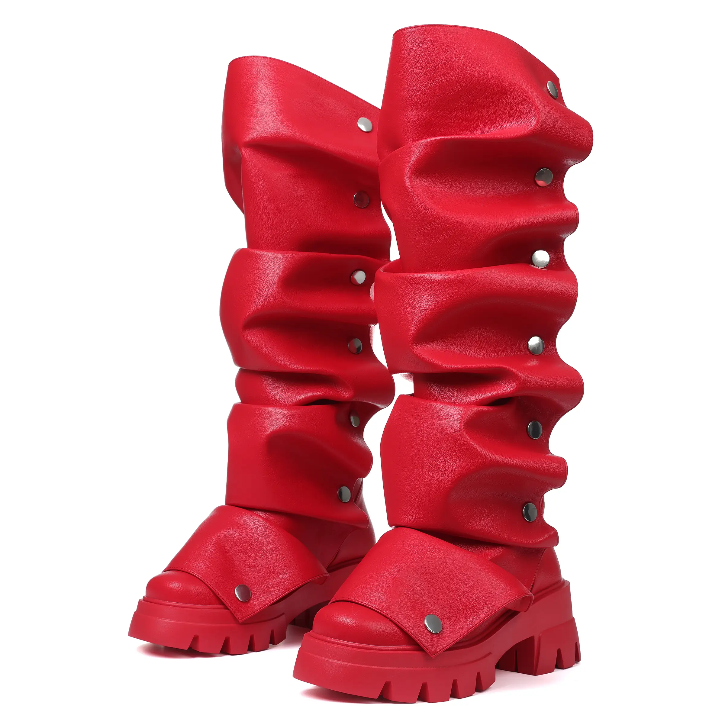 Women's Knee High Thigh High Slouchy Boots Round Toe Ruched Stiletto Heel Shark Booties for Office Party Walking Shoes Footwear summerwins,summerwins shopping women fall fashion 2026