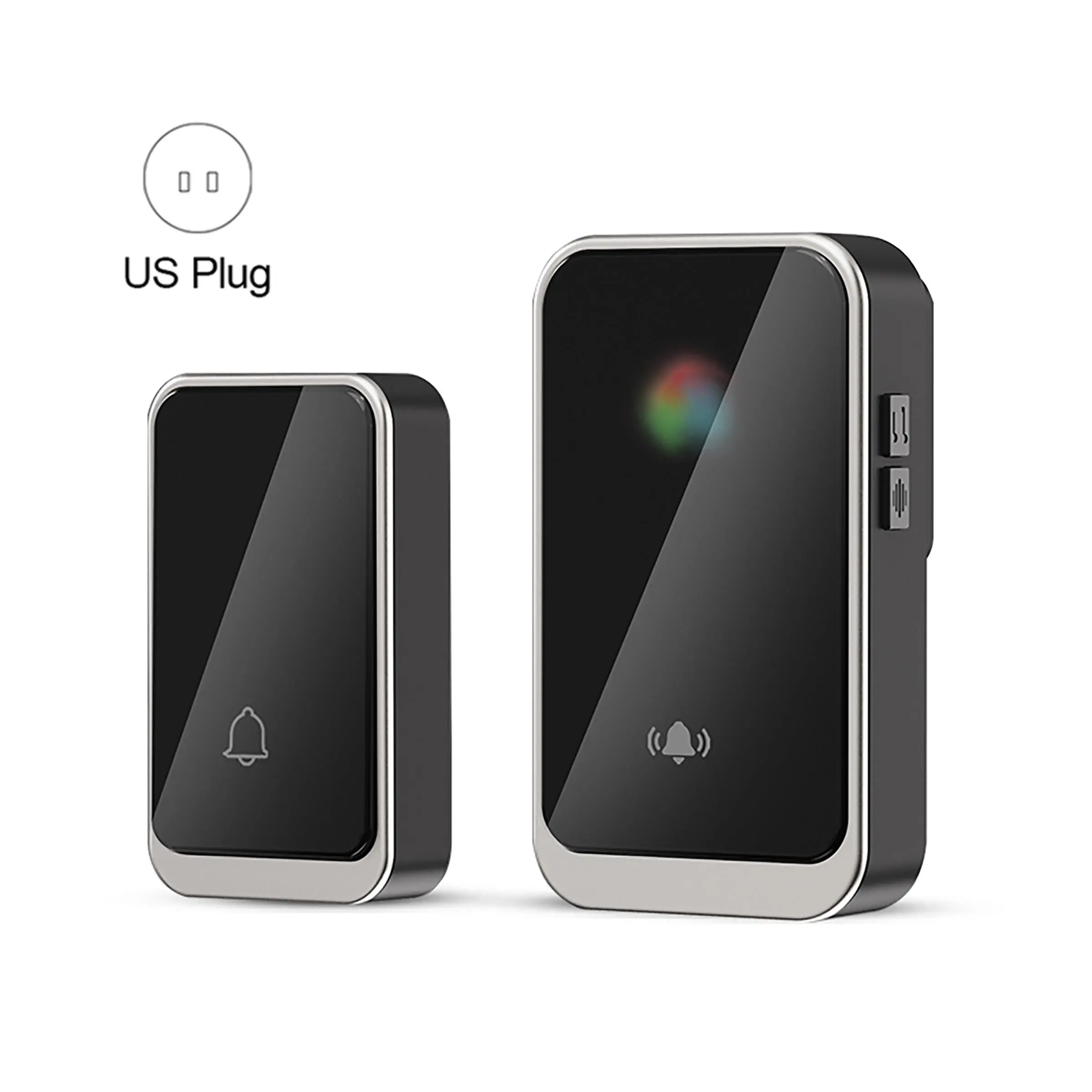 Smart Wireless Doorbell, Rechargeable Plug and Play Doorbell with LED Flashing Light, Wireless Call Bell for Home, Office, Apartment, Hotel
