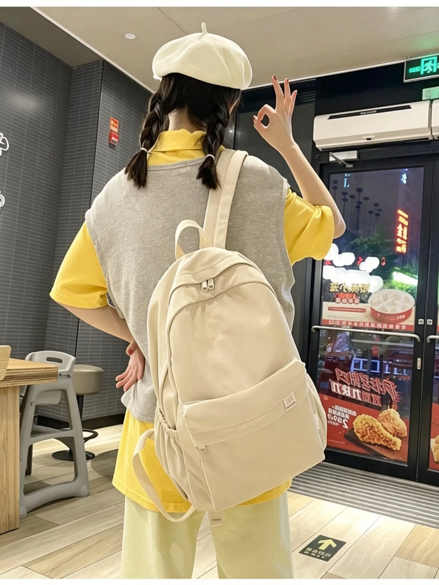 Women's Korean Style Backpack, Large Capacity Solid Color College Bag, Travel Essential, Leisure Fashion, Minimalist Design