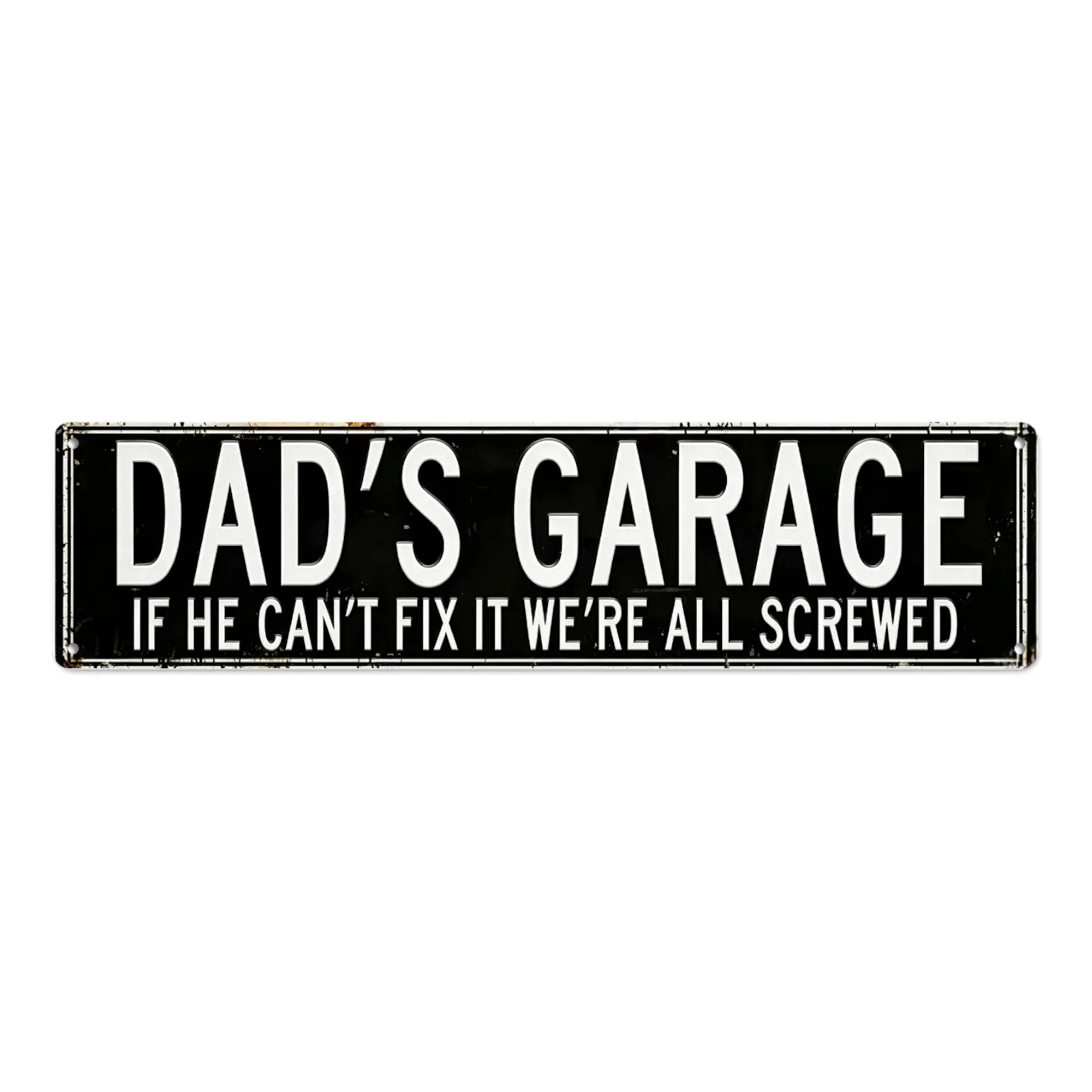 Vintage Rectangular Aluminium Metal Sign (40*10cm) - Dad's Garage Design, Indoors Universal Man Cave Retro Wall Decor, Fathers Day Gift, Local US Shipping