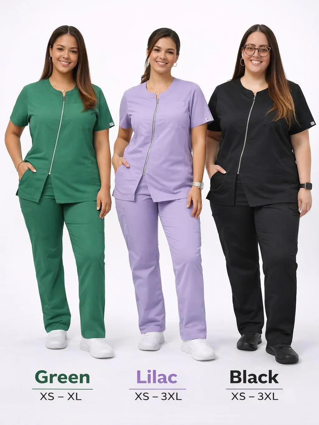 IFE Uniforms Women’s Zipper Scrub Set | Straight Leg Pants | Comfortable Stretch Medical Uniform