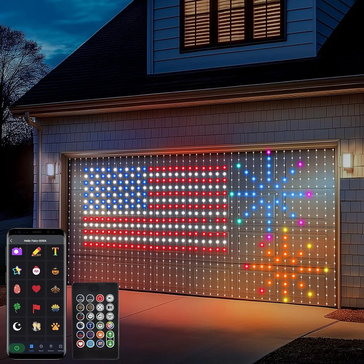 LED Curtain Lights, App & Remote Control, Music Sync, Programmable DIY Color-Changing Patterns for Bedroom Window Party Backdrop