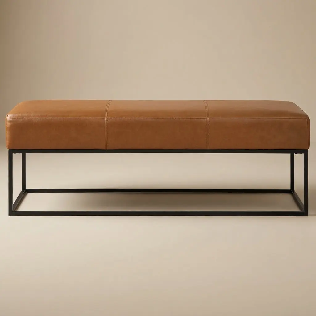 Palacios Tan Leather Bench