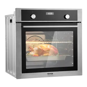 VEVOR Single Wall Oven,  24" Electric Built-in Wall Oven with 9 Cooking Functions, 2.68 Cu.Ft Electric Wall Ovens with Timer, 2800W Electric Oven with Baking Rack and Tray, for Kitchen