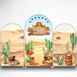 15-day Delivery First Rodeo Cowboy Arch Backdrop Cover for Western 1st Birthday Party