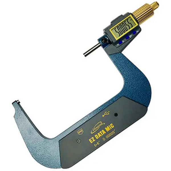 iGaging X-Large Display Electronic Bluetooth Capable Micrometer 5-6"/125-150mm Range, Lcd Screen, Data Output, Carbide, Aluminum, 0.001Mm