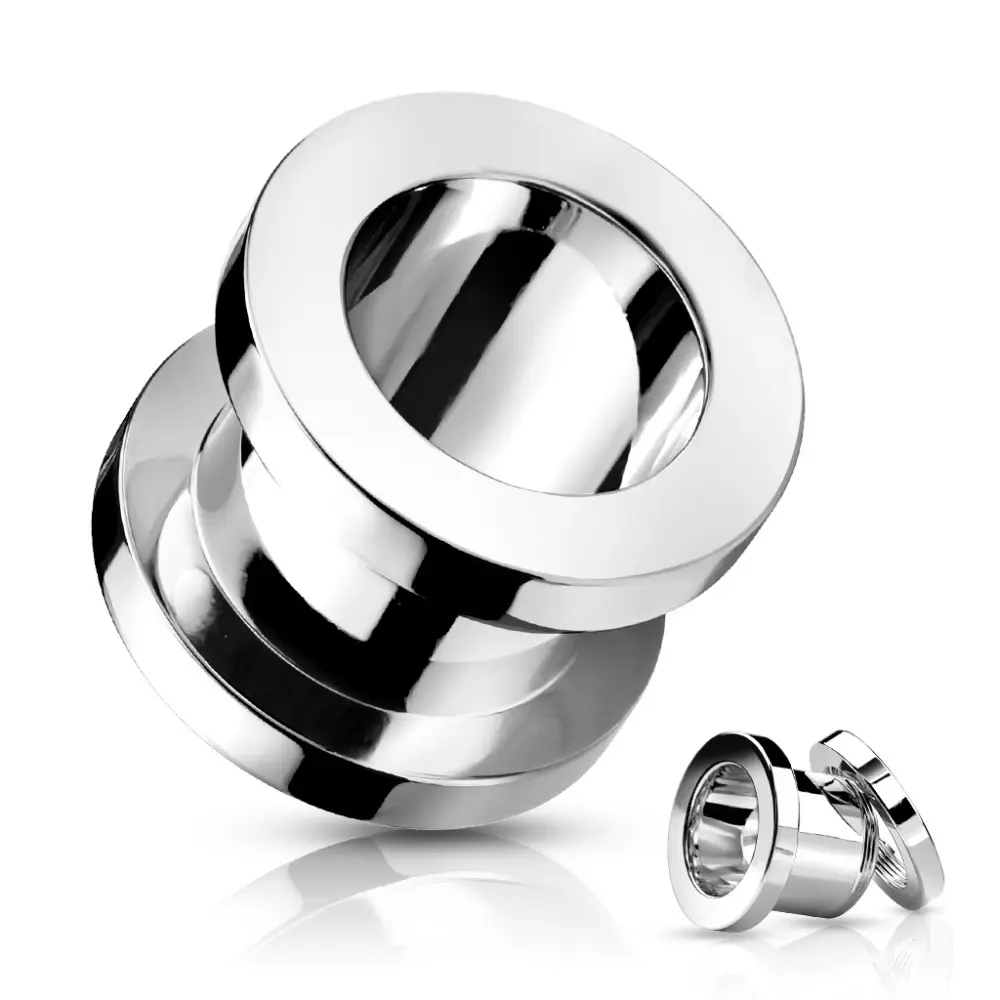 Screw-On Steel Tunnel Plugs, Multi-Size Body Piercing Jewelry (00g-14g) - Choose Size, Daily Wear, Easy Fit