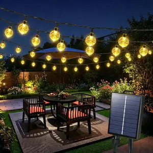 Outdoor Waterproof Solar String Lights 39FT/65FT 60LED/100LED Globe Fairy Lights with 8 Modes for Yard Garden Wedding Decor