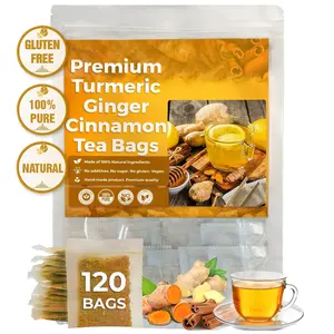 Turmeric Tea,Ginger Tea,Herbal Detox Tea,100% natural,Caffeine-Free Sugar-Free Vegan Tea Bags for Daily Wellness (120 Bags)