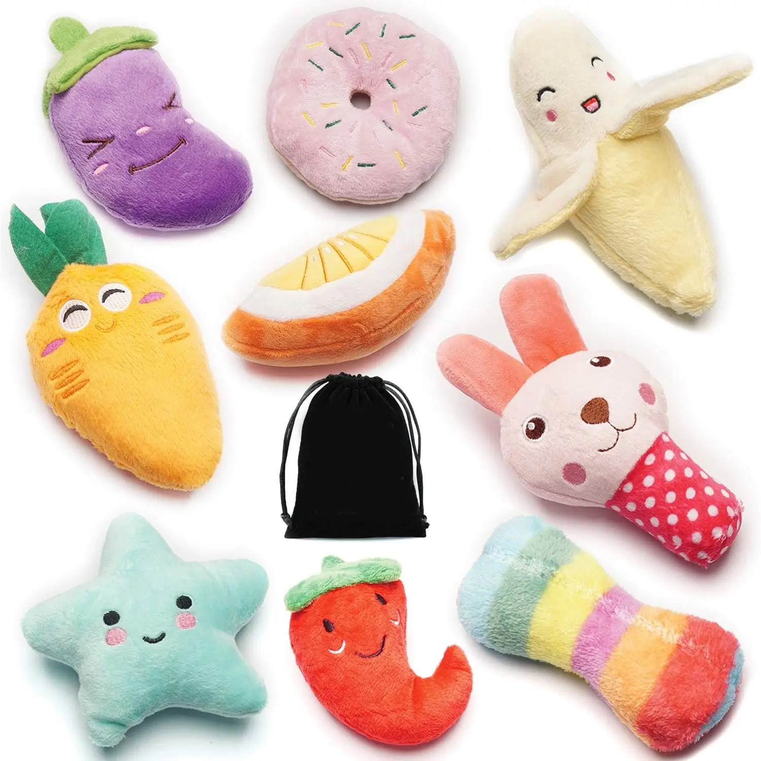 9Pcs Dog Squeaky Toys, Plush Small Dog Toys for Dogs, Stuffed with Squeakers with a Carrying Bag for Small Medium Size - Home Improvement.