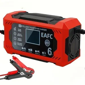 US Plug Full Automatic 12V 6A Car Battery Charger LCD Display Intelligent Chargers Multiple Protection Pulse Repair Battery Charger