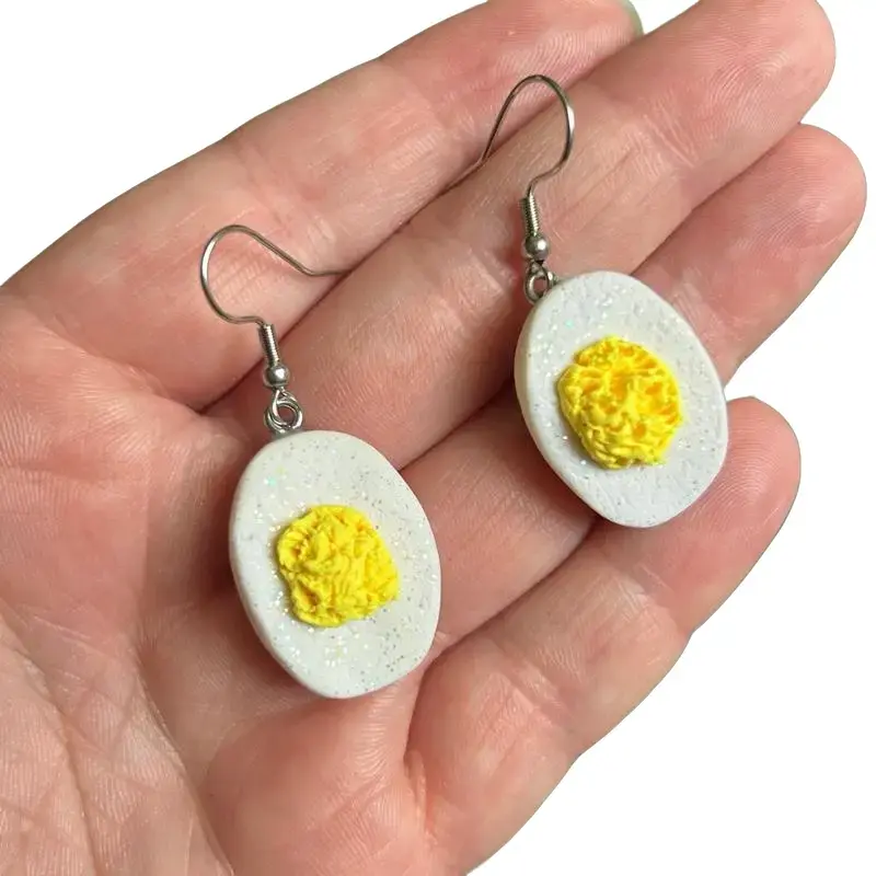 Glittery Deviled Egg Earrings Polymer Clay