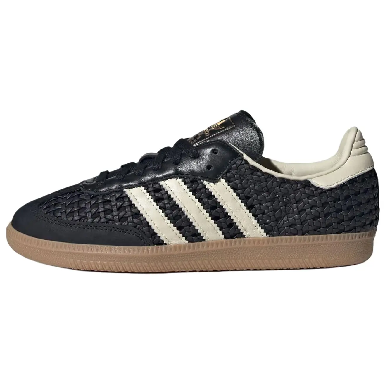 Adidas Women's Samba OG Leather & Suede Retro Sneakers, Casual Street Style in Core Black & Cream White with Gold Metallic, Shoe, Classic, Runs Small, Everyday Wear, Multi-Size, Ladies Casual Wear