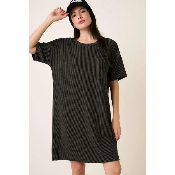Mittoshop Urban Rib Knit Short Sleeve Tee Dress