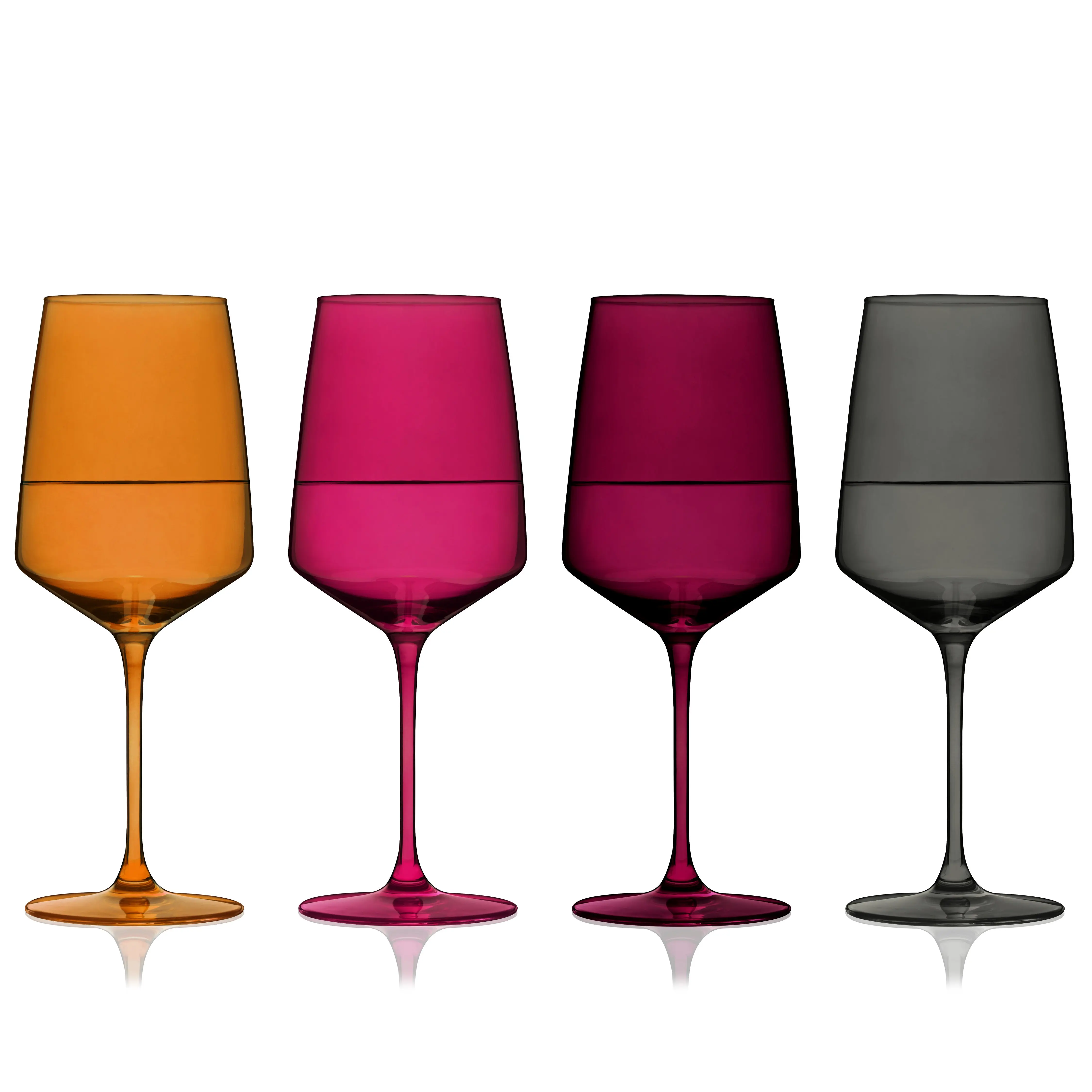 Reserve Nouveau Colored Crystal Wine Glasses in Sunset Set of 4 - 22 oz European-Made Glassware for Red & White Wines, Bachelorette Parties & Bridal Showers, Perfect for Girls Night Hosting