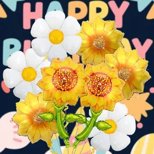 Daisy & Sunflower Foil Balloons, Multi Shape Mixed Color Set, Perfect for Wedding, Anniversary, Festival, Party, Event Decor
